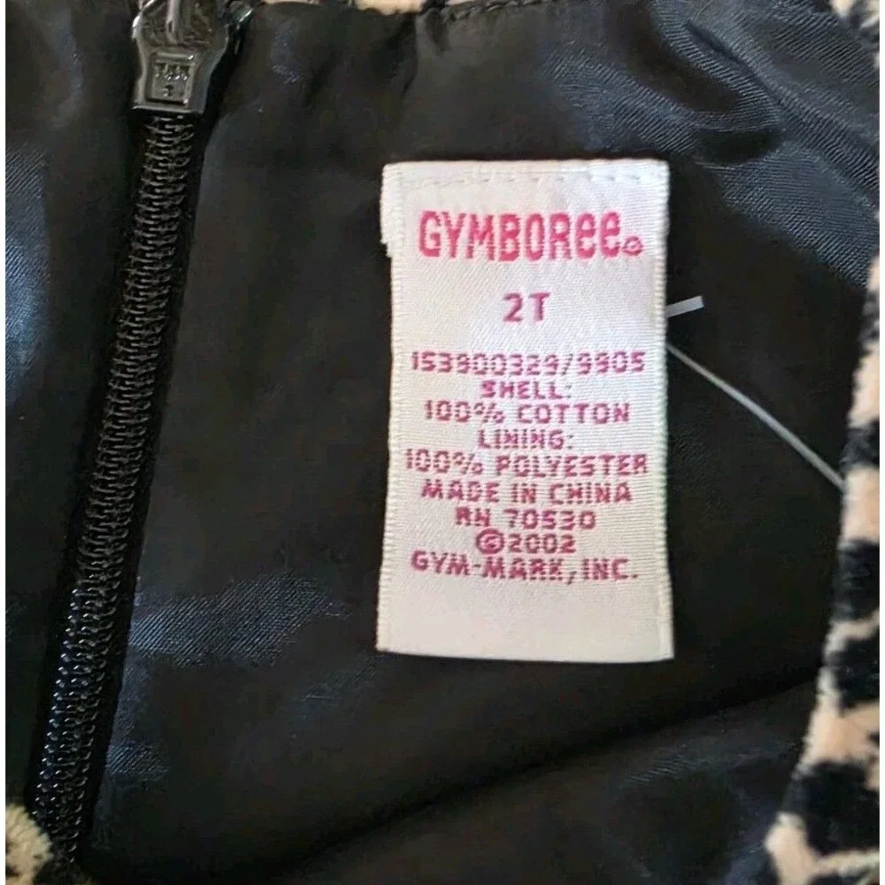 Vintage Y2K Gymboree Dress Size 2T Velvet Cheetah Print Gold Black New With Tags